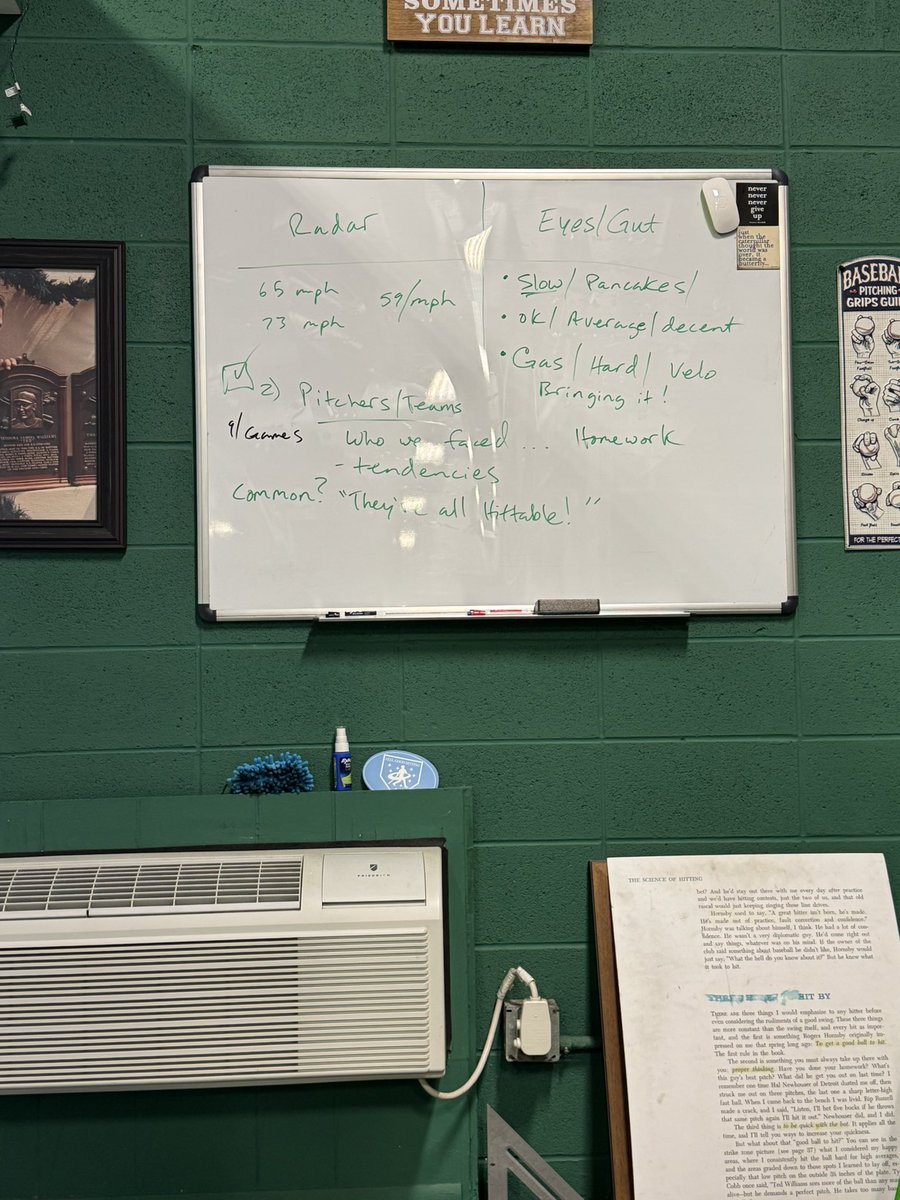 KenHughes2030's tweet photo. Back with @FeelGoodHitting for another great lesson!!

My team comes first, my opponent, then me, All of the pitchers are hittable, Mike trout breaths, faster speed stay middle, slower speed look opposite field, R.S.M (Ready, see it, middle) R- timing S - Vision M - Target, Slow pitching = pancakes, Ok pitching = Average / decent, Gas pitching = hard, velo, bringing it, jump rope for 4 min, spread wide no legs to get warm, self talk tackle box, adjust quickly, faster pitching to slower pitching on machine, Ride ball VS Rise ball, Fastball DVD, My ability to adapt and adjust on a daily basis  @PGFnetwork @MagicGoldSB
@SoftballHome @fastpitchwatch @ExtraInningSB @SoftballAmerica
@BradyVernon
@los_stuff @LineDsoftball @IHartFastpitch @CoastRecruits
@SBRRetweets @gatorjack72
@SoftballDown @ExtraInningSB @LineDsoftball @SoftbalAmerica @los_stuff
@fastpitchwatch @Softball_Home @TopPreps @BallGirlSports @DfwSho
@softball_dugout