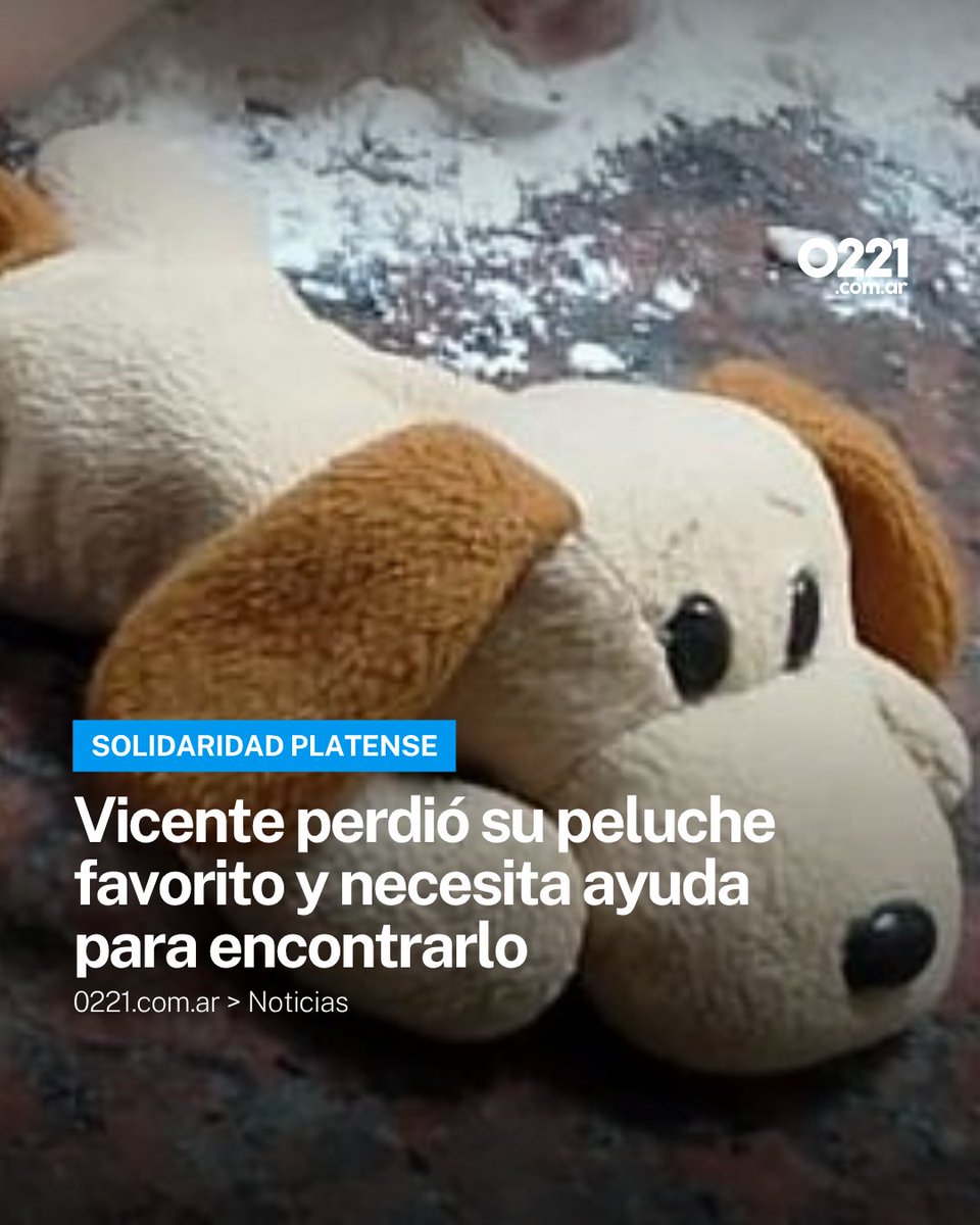 ¿DÓNDE ESTÁ "BABAU"? 🧸 Vicente, un nene platense de casi 2 años, perdió a “Babau”, su peluche favorito, y está desconsolado. Es un perrito de unos 15-20 cm con su nombre escrito como “vicent” en la etiqueta.

🙏 Lo perdieron el 24/3 entre las 17 y 17.30, caminando desde 56 y 30