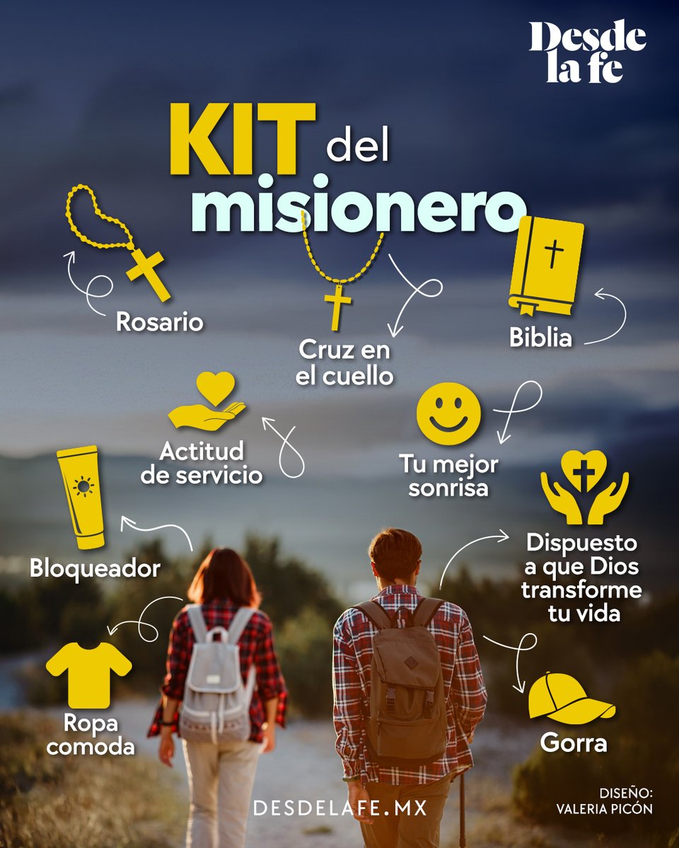 DesdeLaFeMx's tweet image. ¿Listo para salir de misiones? 🎒
Para los expertos en el tema, ¿qué es lo que nunca puede faltar al salir de misión?

Te damos unos consejos si es que saldrás a misionar: bit.ly/4syWpdv

#Misión #Kit #consejos #misioneros