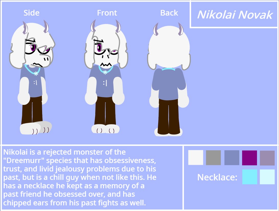 BMAnimationsOff's tweet photo. Hi. I'm kinda new here, but I wanted to share my Scratch vector art and oc's here. Here is my new Undertale/Deltarune oc named Nikolai. He's inspired by Asriel and Ralsei. #asrieldreemurr #ralseideltarune #undertale #deltarune #oc #scratchmit #vector https://t.co/ZrrEeLKcHe