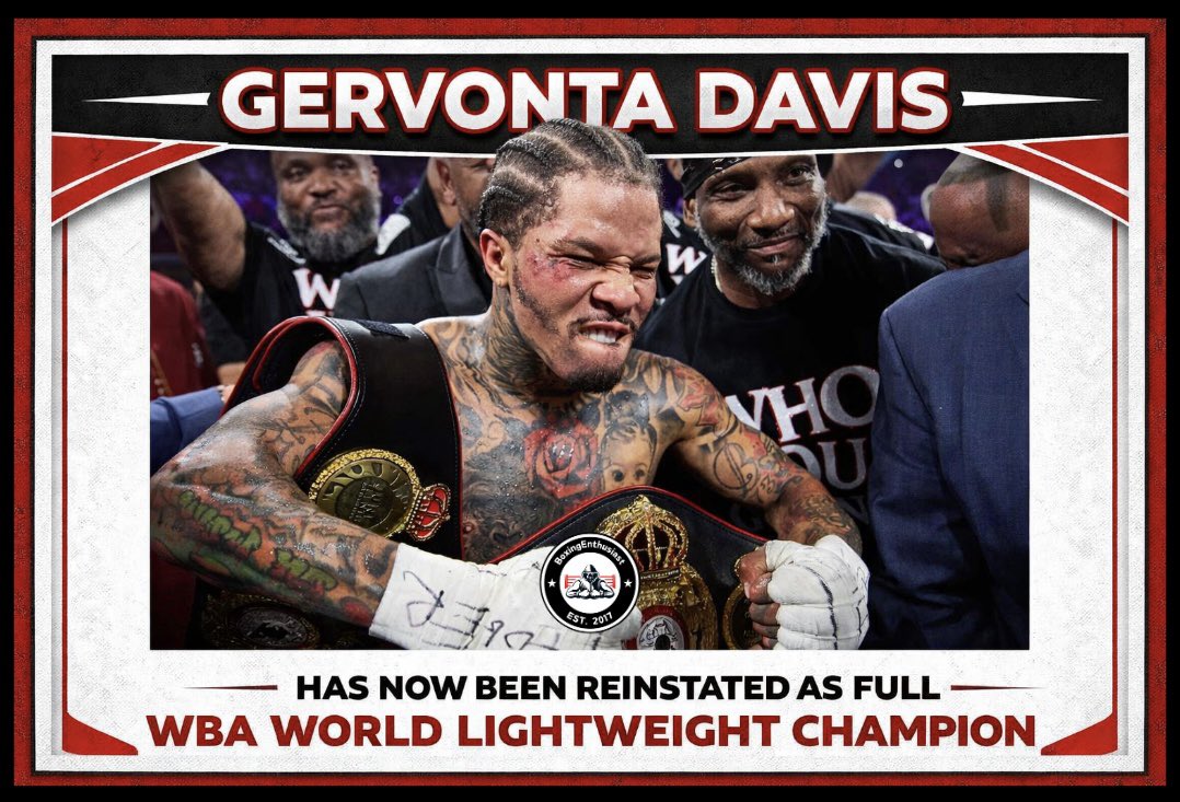 Image for the Tweet beginning: Gervonta Davis has now been