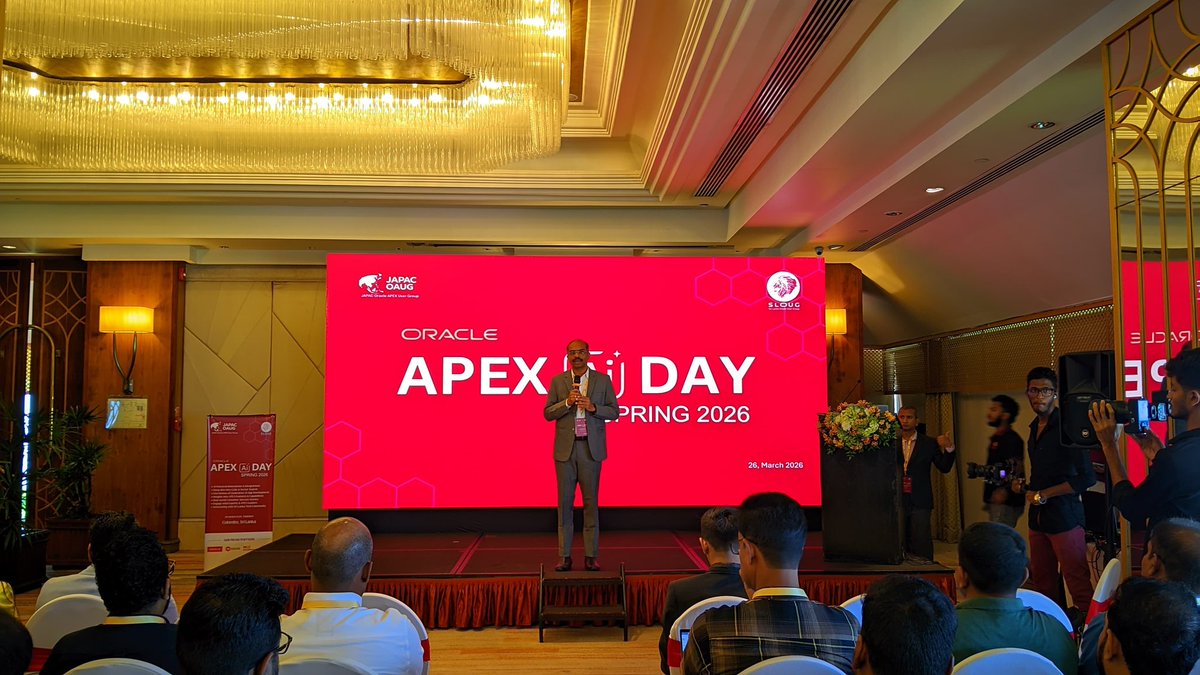 JAPAC_OAUG's tweet photo. Welcome Address by @drdalvi — AVP 4i Apps, President @inoaug, Oracle ACE Director.

Setting the tone for #APEXAIDay Colombo.

#Oracle #OrclAPEX #OracleACE #OracleCloud #OracleDatabase #JAPACOAUG #SLOUG #INOAUG #OCI
#Colombo #Srilanka #LowCode #GenAI #AI https://t.co/A4VyMq5JR0