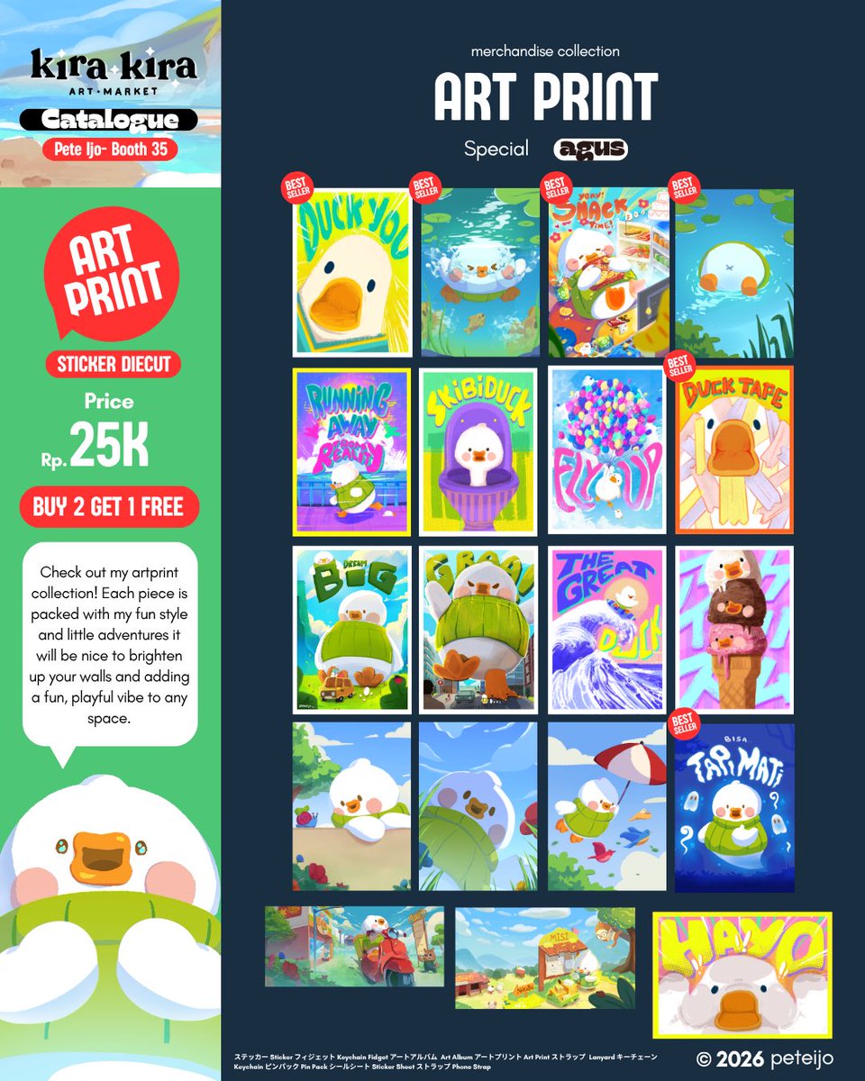peteijo_'s tweet photo. [shares appreciated 🙇‍♂️]
Catalogue for #kirakiraartmarket ✦

📍 KKAM6, table 35
🗓 28-29 March 2026
✨ stickers, prints, keychains, + new designs

See you there! I’ll be at my booth, feel free to come say hi 👋
#kkam6 https://t.co/u4vCFSo4IY