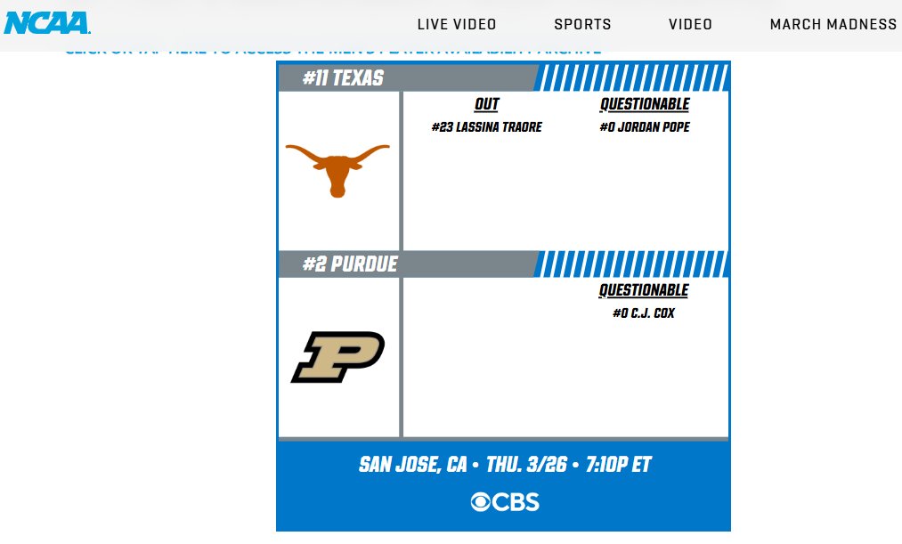 EricCHenry_'s tweet image. Texas guard Jordan Pope is listed as questionable on tonight's NCAA Availability Report. 

Pope has maintained that he expects to go tomorrow night.