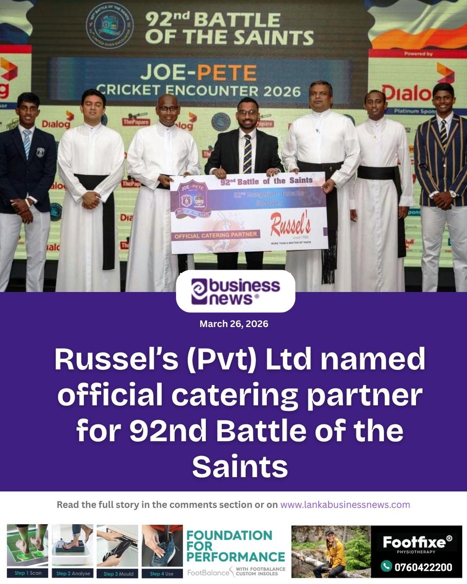 lbnbusinessnews's tweet image. Russel’s (Pvt) Ltd named official catering partner for 92nd Battle of the Saints
#Russels #BattleoftheSaints