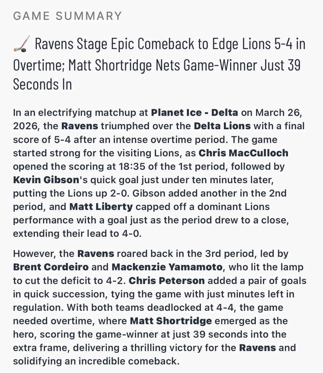 NDRavensHC's tweet photo. Down 4-0 with 11 minutes left? No problem. https://t.co/CUazzCjvxA