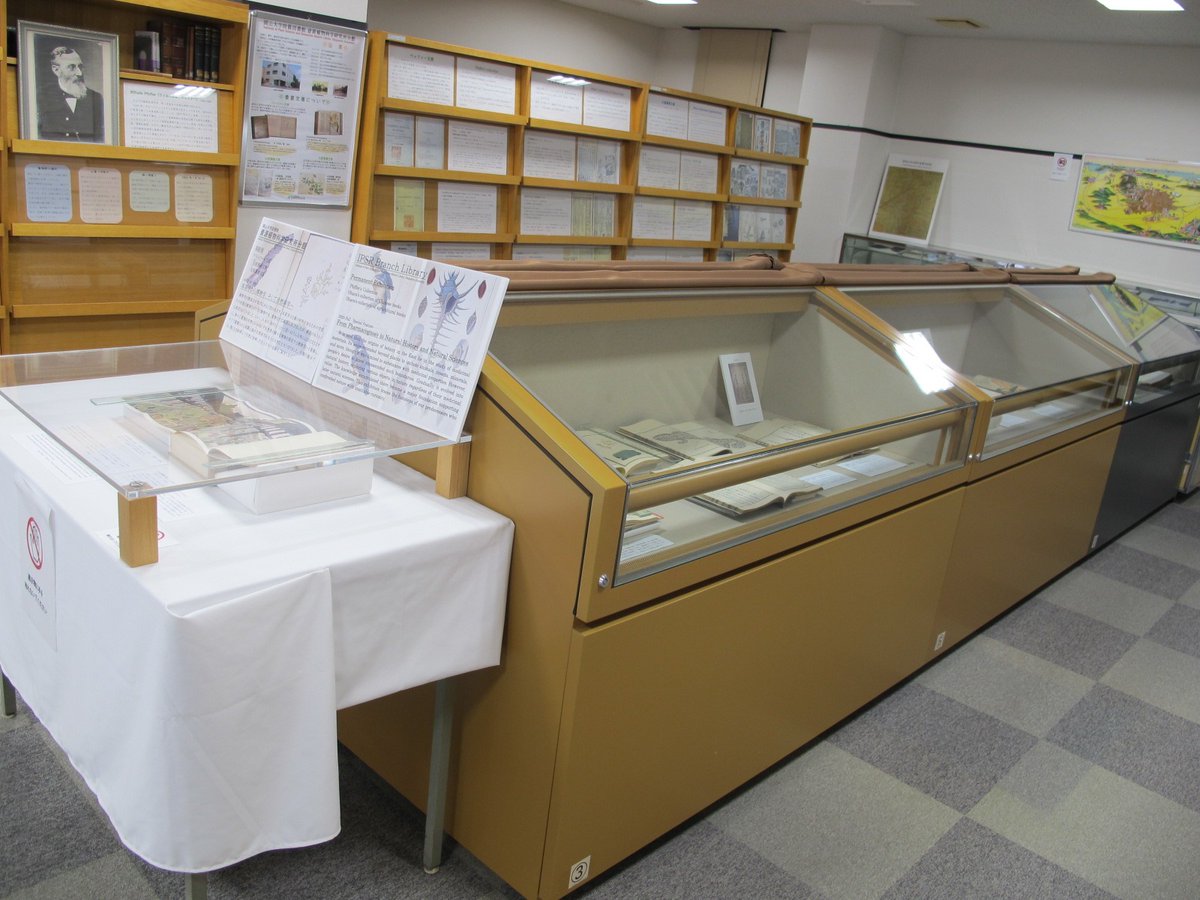 【植物研分館の展示ご存じですか?】
史料館1階には普段貴重書庫に所蔵されている資料の一部を含む展示をしています。