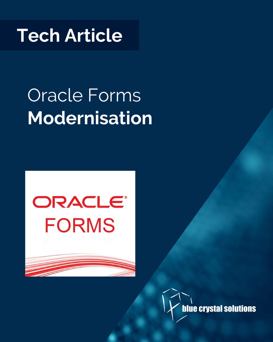 BlueCrystalSolu's tweet photo. Modernising Oracle Forms is about moving forward without disruption.

Our article brings together the key pathways and execution principles to achieve it: https://t.co/zPAjyQaa5w

#OracleForms #Modernisation #LegacySystems https://t.co/QYBMZDGPfV