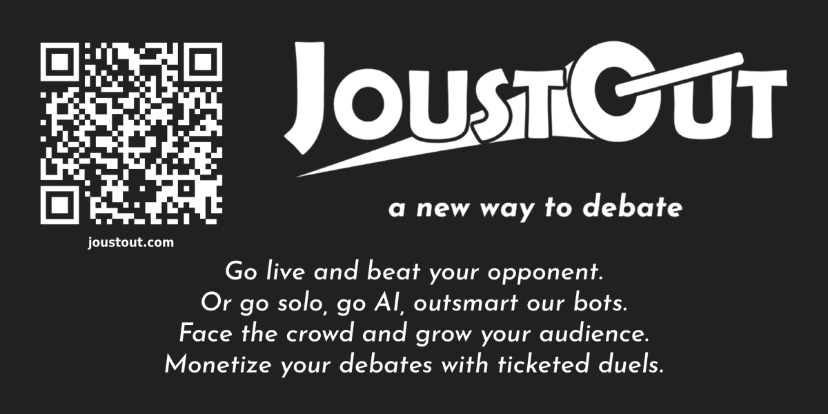 Joustout's tweet photo. a new way to debate - https://t.co/5ak1RidjHb https://t.co/LrGZLBqePx