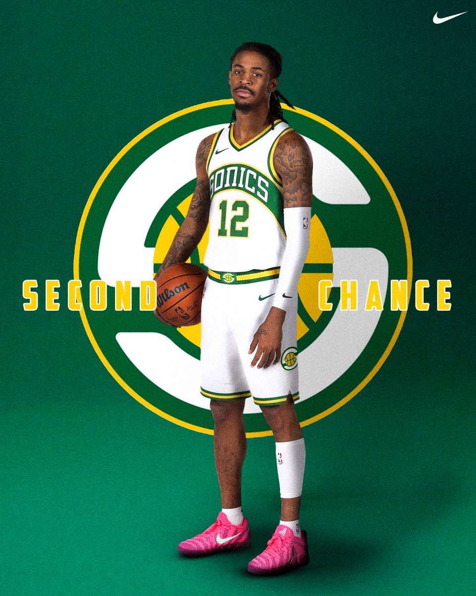 In a world where Ja Morant reached an impasse, a franchise had returned to prove why they never should’ve been forgotten…an expansion draft unites two parties in search of redemption.
And with the first pick..

“A Second Chance”- Ja Morant x Seattle Sonics concept by me thread🧵