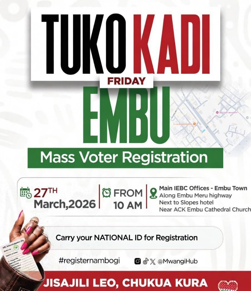 Tomorrow is the big day. I kindly ask for your support in sharing and posting about my Niko Kadi Initiative event in Embu. Let’s help spread the word and create awareness across the timeline. Thank you so much 🙏🏽