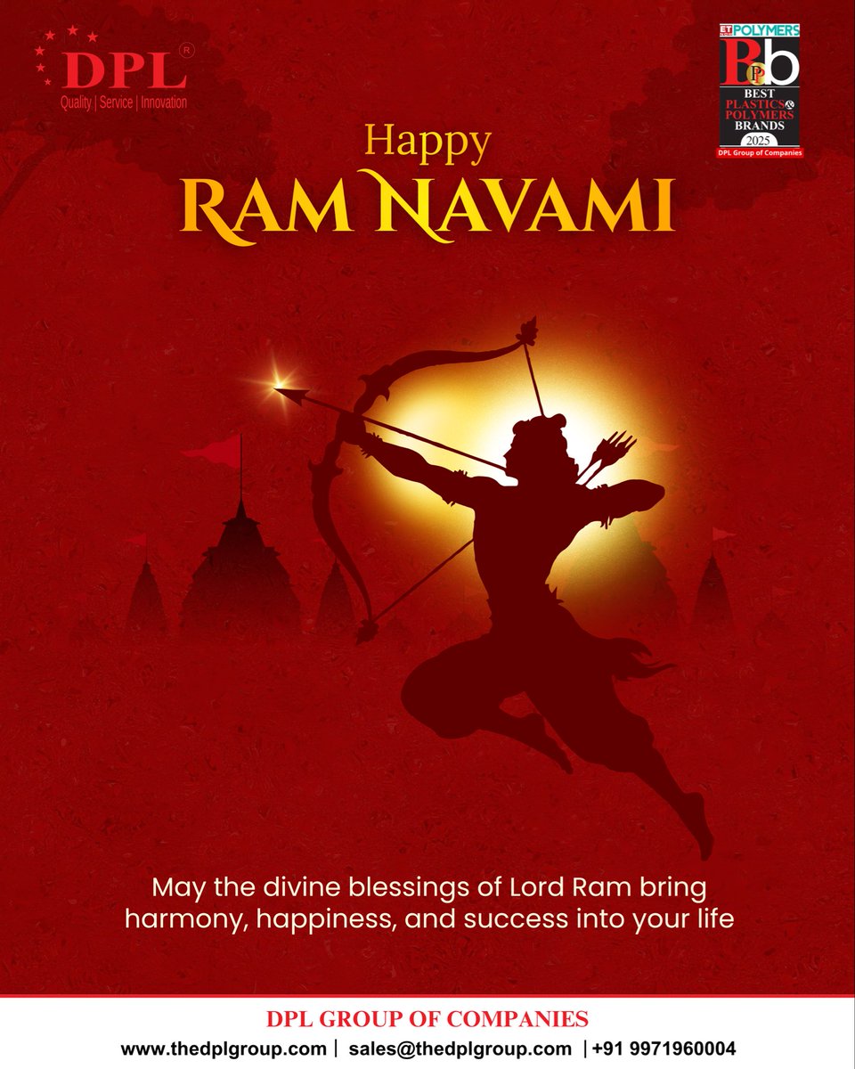 dplpolymer's tweet photo. Sending you warm wishes for a peaceful and blessed Ram Navami. May Lord Ram’s teachings guide you towards success and happiness 🙏🏻✨

#DPL #DPLGroup #DPLGroupOfCompanies 
#HappyRamNavami #RamNavami2026 https://t.co/b7oerwce68