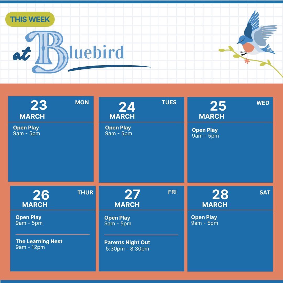 passport_sd's tweet image. Open play all week at Bluebird Play ! ☀️

✨ Thursday: The Learning Nest
🌙 Friday: Parents’ Night Out | 5:30–8:30 PM 🤍

Come play, learn, and unwind with them this week!

#sandiegomoms #bluebirdplay #playbasedlearning #indoorplay #parentsnightout