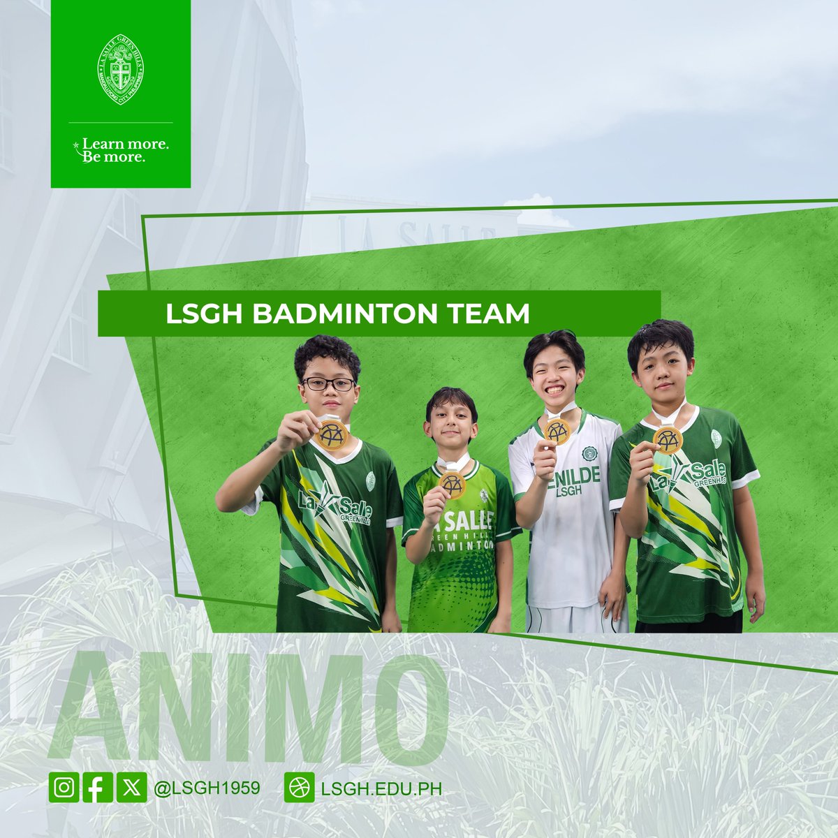 lsgh1959's tweet photo. From every drill to every rally, this team proved that growth happens together.
Congratulations to the LSGH Badminton Team for securing a Bronze finish at the 2026 Philippine Athletic Youth Association (PAYA) Badminton Tournament, held on February 22 at Centro Atletico. Competing in the Midgets Division, the team showcased strong teamwork, discipline, and steady improvement, reflecting the countless hours spent training, learning, and pushing one another to be better.
Guided by Head Coach Ronel Estanislao and Assistant Coach Justin Jacob Tercias, this achievement is a testament to a shared commitment to the sport -- learning together, playing together, and winning together.
#LearnMoreBeMore