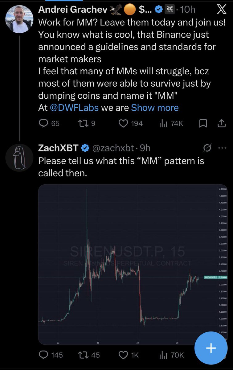 Maybe Grachev can reply <a href="/zachxbt/">ZachXBT</a> about the chart of a token that his firm is market making for.