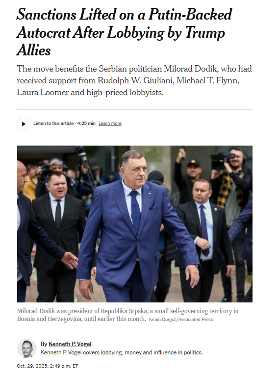 JasminMuj's tweet photo. The facts of Michael Flynn's most peculiar foray in Bosnia and Herzegovina, which appear to have significant political and legal ramifications both in Sarajevo and Washington.  

1. Michael Flynn is a registered lobbyist for Kremlin-backed Bosnian Serb secessionist regime of Milorad Dodik, who has been removed from office by the Bosnian courts but continues to govern the Republika Srpska (RS) entity in all but name. 

2. Flynn was instrumental in securing sanctions relief for Dodik from the Trump administration in October 2025, despite Dodik's continued direct threats to the US-brokered Dayton Peace Agreement.  

3. AAFS Infrastructure and Energy LLC is a (very) recently incorporated firm based out of Wyoming, whose only known principals are Joseph Flynn, Michael Flynn's brother, and Jesse Binnall, Mike Flynn's lawyer. 

4. AAFS has no known employees, nor any known history of any infrastructure or any other project whatsoever, yet it has been championed by the US Embassy in Sarajevo as the lead candidate in the construction of the Southern Interconnection gas pipeline in Bosnia and Herzegovina, whose value is estimated at some $200 million. 

5. Today, the government of the Federation entity published the draft of a lex specialis which ejects the country's own state-owned gas utility from the Southern Interconnector project in favor of AAFS.

Why are authorities in Sarajevo granting such significant concessions to a firm which has no relevant industry experience, and whose principals are directly linked to the the No. 1 threat to that country's security, sovereignty, and territorial integrity?  

And by what process did the US Embassy come to promote the involvement of AAFS in the Southern Interconnector project? Were other US or BiH firms allowed to bid for the project? If so, where is the evidence of that bidding process? And if not, why not -- and was that decision legal under US law?