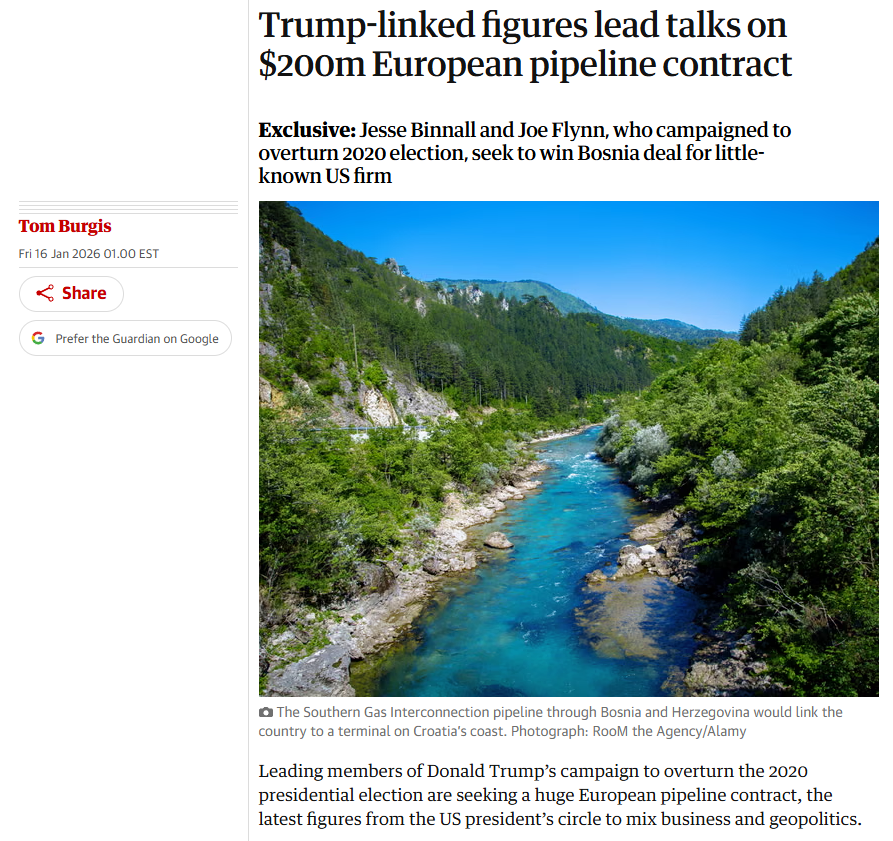 JasminMuj's tweet photo. The facts of Michael Flynn's most peculiar foray in Bosnia and Herzegovina, which appear to have significant political and legal ramifications both in Sarajevo and Washington.  

1. Michael Flynn is a registered lobbyist for Kremlin-backed Bosnian Serb secessionist regime of Milorad Dodik, who has been removed from office by the Bosnian courts but continues to govern the Republika Srpska (RS) entity in all but name. 

2. Flynn was instrumental in securing sanctions relief for Dodik from the Trump administration in October 2025, despite Dodik's continued direct threats to the US-brokered Dayton Peace Agreement.  

3. AAFS Infrastructure and Energy LLC is a (very) recently incorporated firm based out of Wyoming, whose only known principals are Joseph Flynn, Michael Flynn's brother, and Jesse Binnall, Mike Flynn's lawyer. 

4. AAFS has no known employees, nor any known history of any infrastructure or any other project whatsoever, yet it has been championed by the US Embassy in Sarajevo as the lead candidate in the construction of the Southern Interconnection gas pipeline in Bosnia and Herzegovina, whose value is estimated at some $200 million. 

5. Today, the government of the Federation entity published the draft of a lex specialis which ejects the country's own state-owned gas utility from the Southern Interconnector project in favor of AAFS.

Why are authorities in Sarajevo granting such significant concessions to a firm which has no relevant industry experience, and whose principals are directly linked to the the No. 1 threat to that country's security, sovereignty, and territorial integrity?  

And by what process did the US Embassy come to promote the involvement of AAFS in the Southern Interconnector project? Were other US or BiH firms allowed to bid for the project? If so, where is the evidence of that bidding process? And if not, why not -- and was that decision legal under US law?