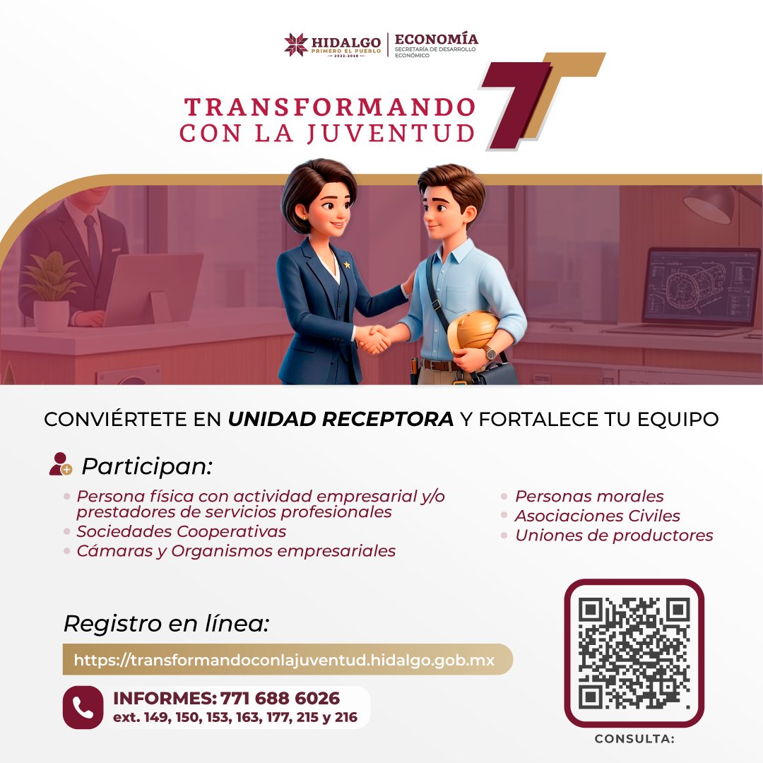 Sedeco_Hgo's tweet photo. Si buscas integrar nuevas ideas y perfiles a tu organización, esta es tu oportunidad.
Conviértete en Unidad Receptora de nuestro programa.
Realiza tu registro en:
🔗 https://t.co/U81EaHGe93
Informes:
📞 771 688 6026 ext. 149, 150, 153, 163, 177, 215 y 216

#ProgramasDelPueblo https://t.co/jkIKyXP5aC