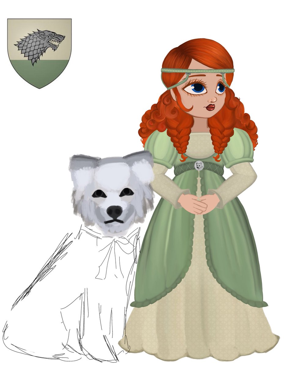 dealerofyuri's tweet image. Sansa and Lady WIP I’m v close to scrapping bc I don’t think I did her face well :( supposed to be Sansa on the kings road in GOT #asoiaf #sansa #fanart