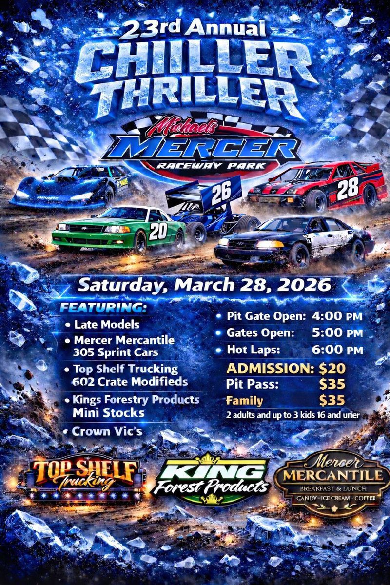 Mercer_raceway's tweet photo. With Attica Raceway Park canceling I would love to see many Attica and Wayne County Speedway super late models at our “Chiller Thriller” this Saturday at Michaels Mercer Raceway. Right off of I-80 and go north 2 miles…just 14 miles into pennsylvania. https://t.co/5prQpdC5GH