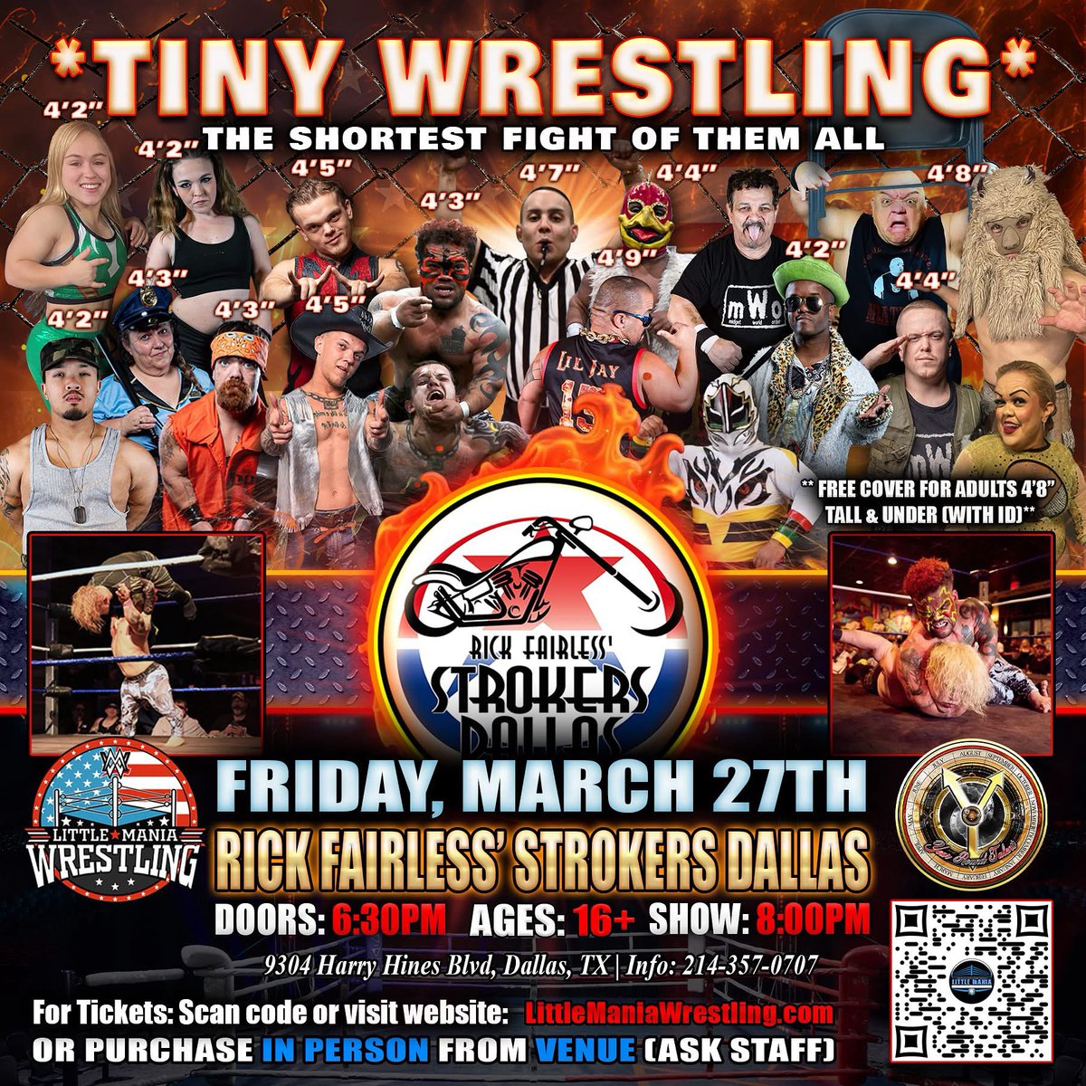 strokersdallas's tweet photo. Little Mania Wrestling this Friday Night! Strokers IceHouse #rickfairless #strokersicehouse #strokersdallas #wrestling https://t.co/8w43q9TH3Z