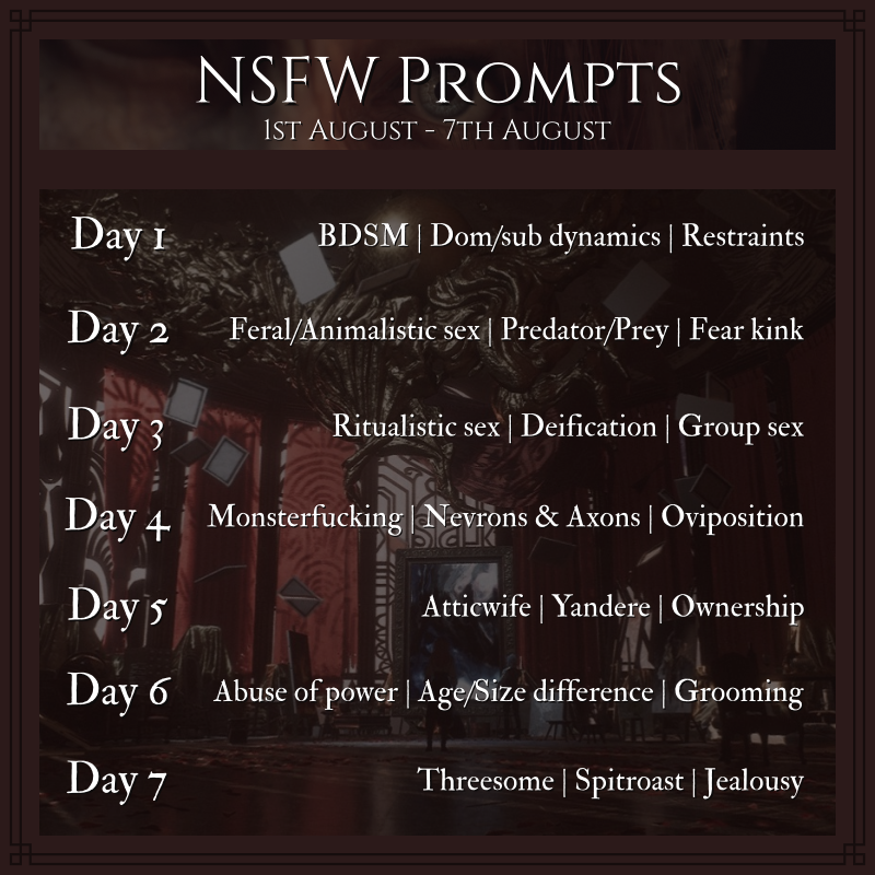 MaelleEvents's tweet photo. The prompts are out! 🥳
The theme prompts provide a more artistic &amp; romantic inspiration for your ships, while the NSFW prompts tempt you to dive into the deep end...
Feel free to mix and match prompts to your heart's content! And, of course, have fun~💕

#MaelleWeek2026 https://t.co/O2cmkWEn8e
