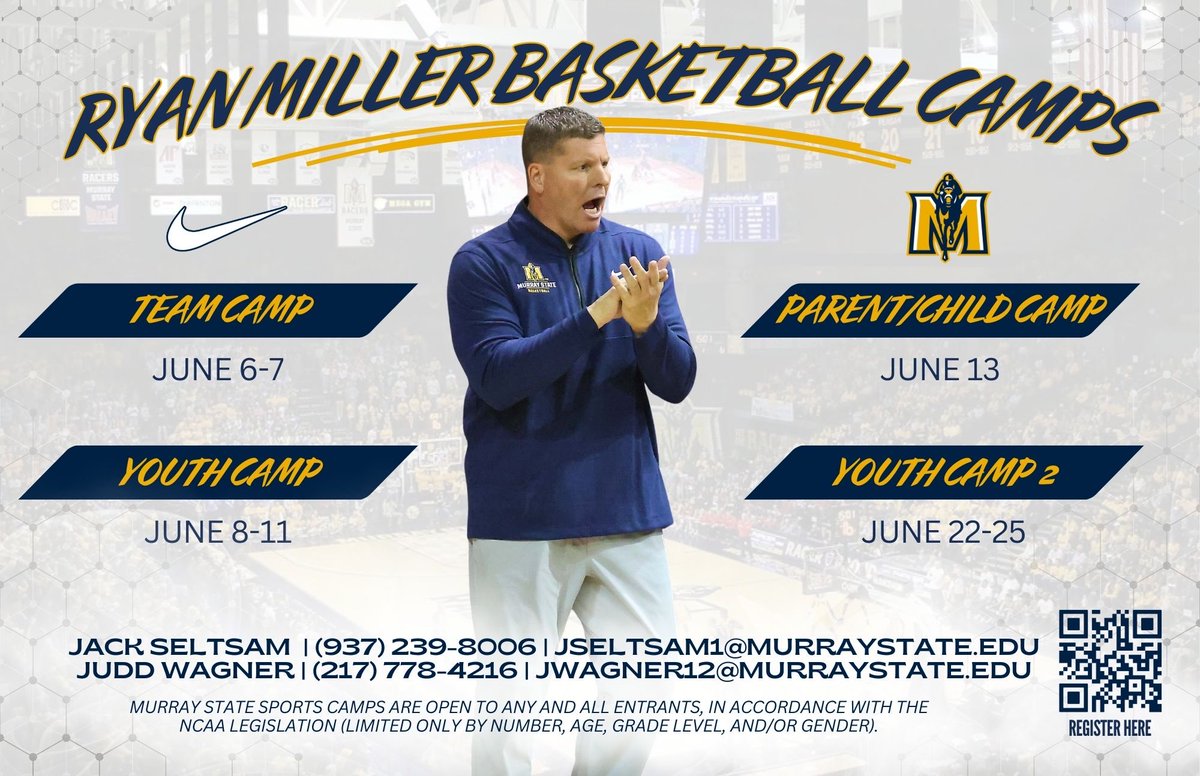Excited to officially announce the 2026 Ryan Miller Basketball Camps! 🏀🐎

Multiple opportunities this summer for players of all ages to learn, compete, and elevate their game in a great environment.

There’s a camp for everyone—don’t miss it!

📲 Scan the QR code for details &amp;