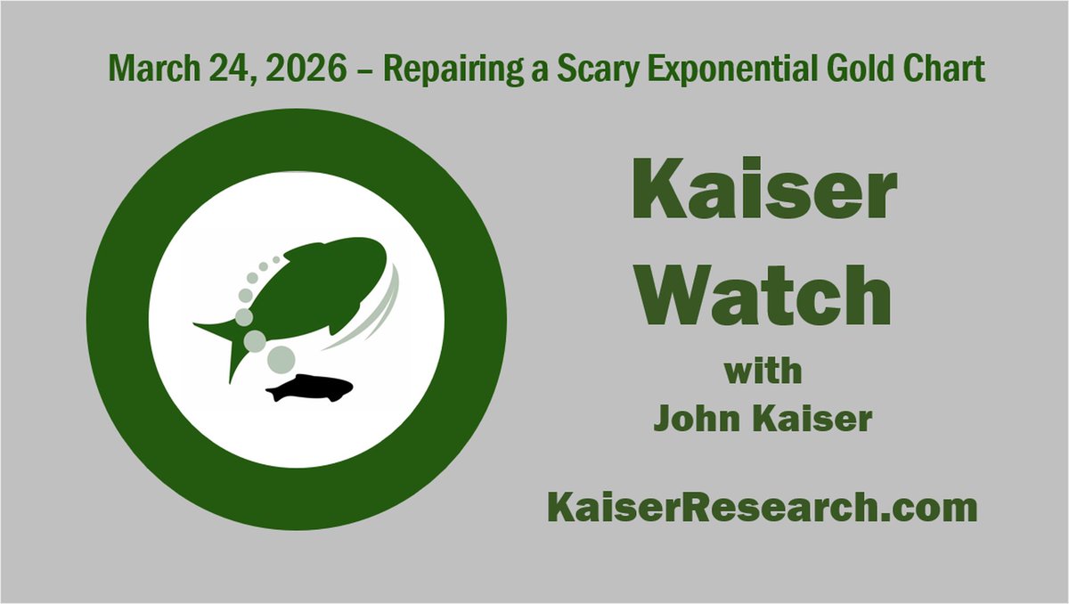 KaiserResearch's tweet photo. KW Mar 24, 2026: Repairing a Scary Exponential Gold Chart - https://t.co/JWvsBCWeay https://t.co/9WcP5nEdMp