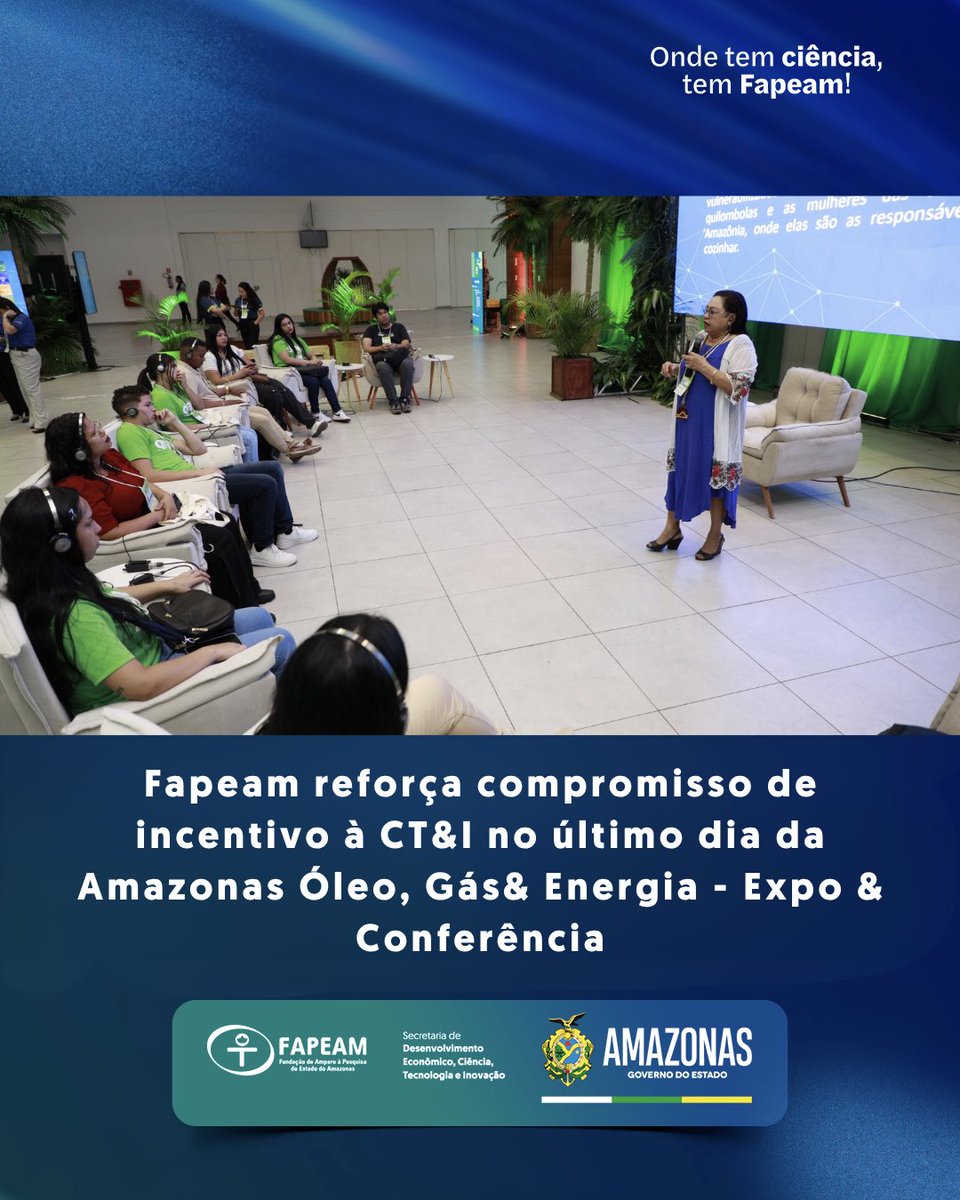 🔬📑A Fapeam reforçou seu papel no incentivo à Ciência, Tecnologia e Inovação (CT&amp;I) no último dia da “Amazonas Óleo, Gás &amp; Energia - Expo &amp; Conferência 2026”. 

📲 Saiba mais em: fapeam.am.gov.br 

#GovernodoAmazonas #GovdoAM #Fapeam