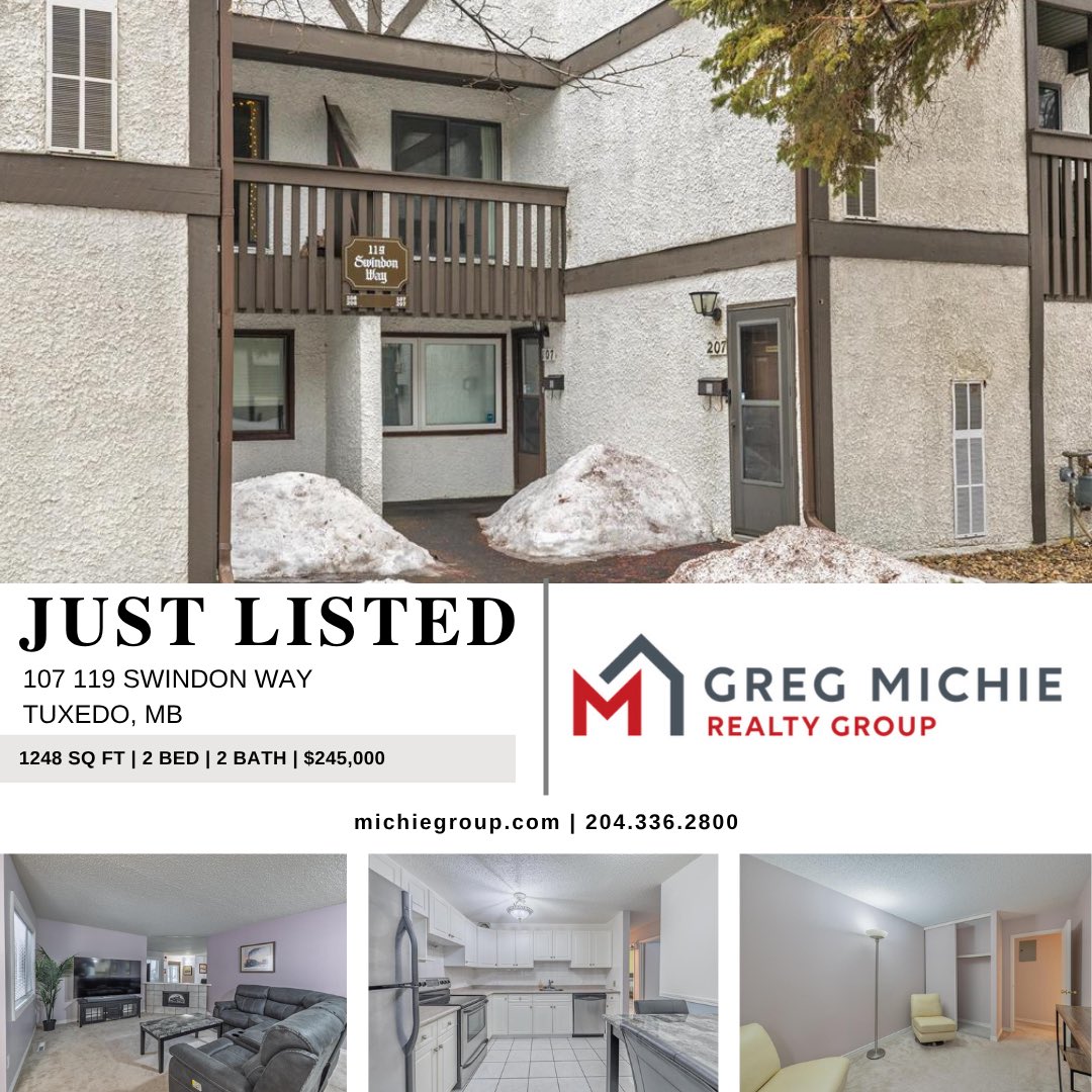 GregMichieTeam's tweet photo. ‼️JUST LISTED‼️ 

Welcome home to this ground-level, no-stairs condominium located in the heart of Tuxedo. Conveniently close to the unit are two parking spots (58 &amp; 84). 

🌎 https://t.co/jhMMQhwQcT
☎️ 204.336.2800
📧 info@gregmichie.com https://t.co/1D1k34nmTV