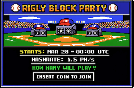 Rigly - bitcoin mining block party tweet media