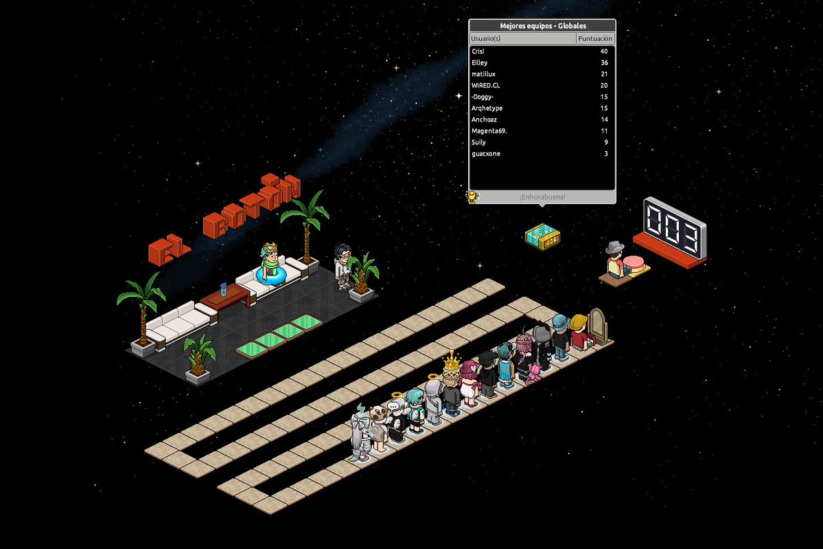 Vengan a jugar El Botón

Premios: 

🏅$100 Habbo Créditos
🥈 $50 Habbo Créditos 
🥉Caja 31 días HC

límite para participar: 

Mañana 8PM hora CDMX

habbo.es/room/125803795

Suma clicks dándole click al botón, pero cada click que des aumenta tu probabilidad de perder, sumarás