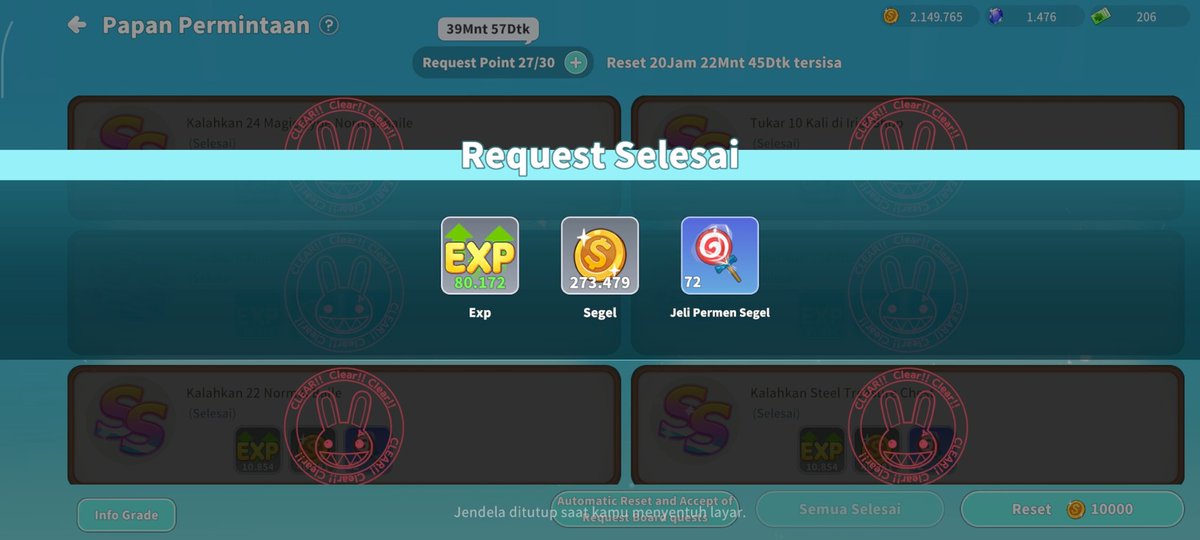 Sriwashif27's tweet photo. Still talking about EXP but with a twist—we're not looking at @Rohan2_Global this time, but shifting the focus entirely to @SealMonCROSS specifically the Request Board, which is the absolute goldmine for EXP here! ⚔️📊

​A lot of players spend all their time just hunting field monsters, but the real secret to skyrocketing your level lies in how you manage your Request Points.

Mastering this board is a much faster way to push your character progression on @SealMonCROSS

​To make sure your grind isn't wasted, keep these points in mind:

1. ​Prioritize Tier SS & S: 

Don't waste your precious points on Grade C missions. Always aim for Grade SS (3 points) or Grade S (2 points). The EXP ratio you get per point is significantly higher and way more efficient for hitting high-level targets quickly.

2. ​Target Automation: 

Take full advantage of the Automatic Reset & Accept feature. Set your targets specifically for the high tiers.

This way, the system automatically finds the missions with the most massive EXP for you to complete without you having to stare at the screen 24/7.

3. ​Maximize Daily Refills: 

Never let your points sit at zero. Use Sapphire or Winter’s Special Coupons to increase your daily limit. Every extra mission you grab from this board provides an EXP boost that you simply can't catch up to just by regular hunting.

​Consistency in clearing out the Request Board is exactly what will make you dominate the Shiltz Ranking right now! 🐰☘️