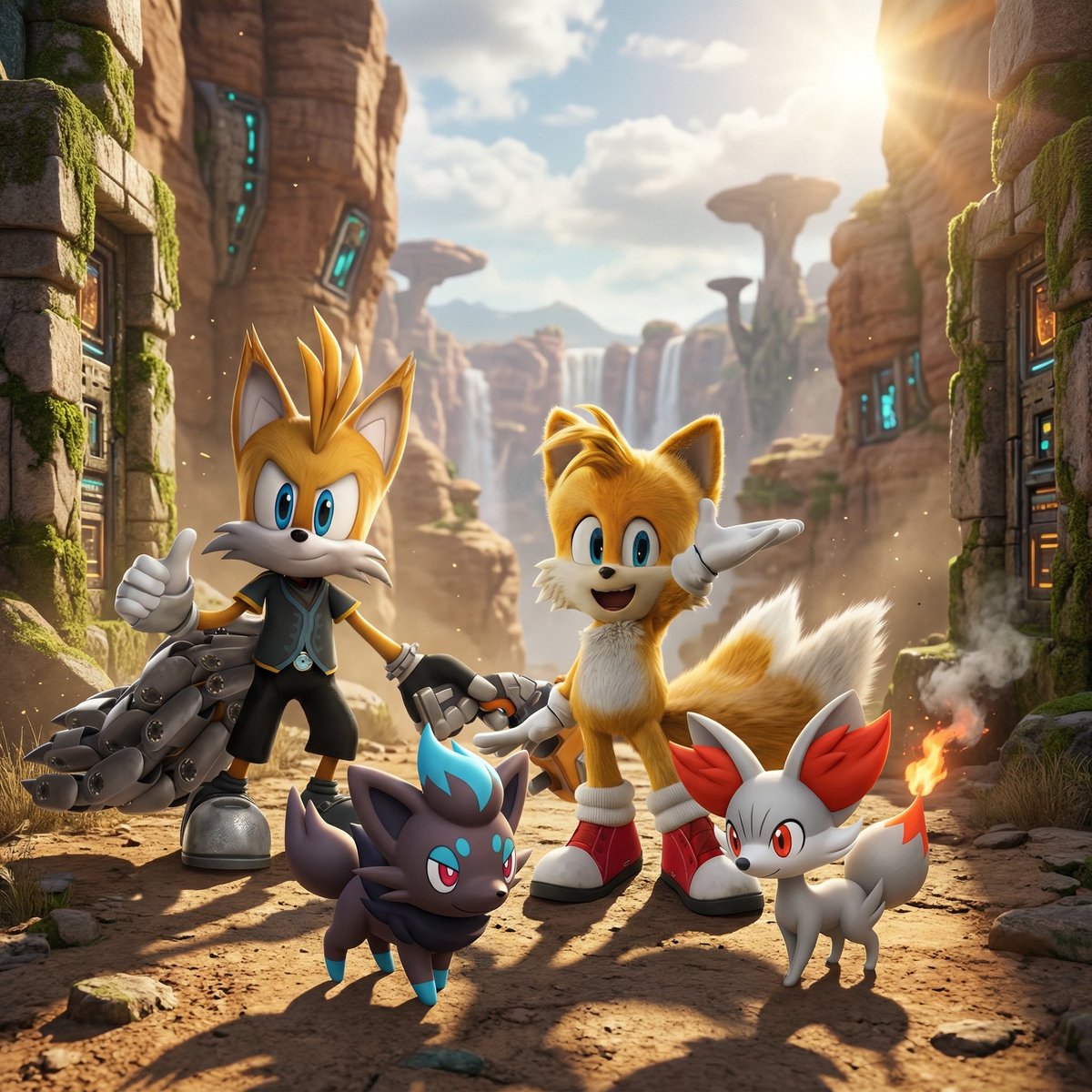 Most Powerful Fox Team Ever!!! #sonicprime 2: Foxes Unite!!! 🦊🔥 #Goodnightfoxes 🌠 Heading to bed, but I’ll be back! #shinyfennekin #shinyzorua #movietails #tailsnine