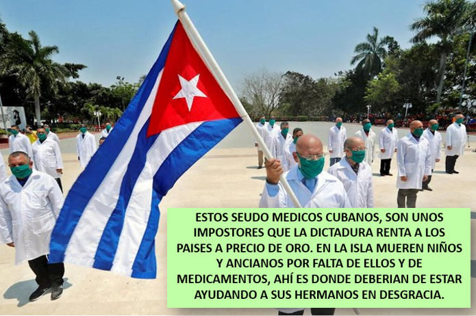 Impostores estos "médicos", deberían de quedarse en la isla para ayudar a sus hermanos cubanos y no para enriquecer a la dictadura.