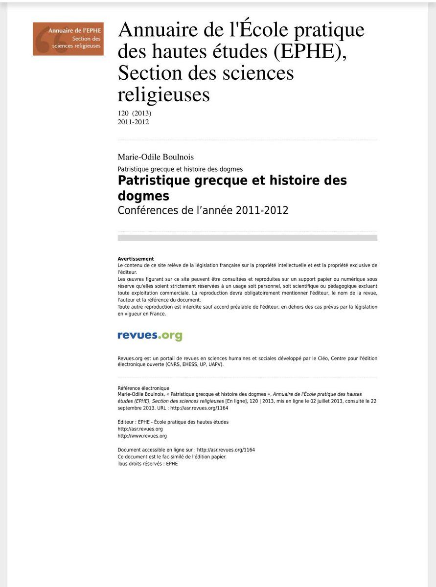 armiaphysite's tweet photo. Ici, l’article dont l’auteur est Mme Boulnois, spécialise de st Cyrille montre que Theodoret rejette le fait que le Christ est un à partir de deux à cause de l’analogie faite de l’homme qui est composé à partir de l’âme et du corps: https://t.co/IES7q44BNA