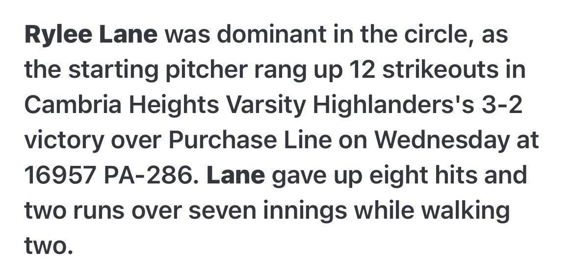 RyleeLane4's tweet photo. What a great way to start off the year!! Our team dominated against Purchase Line! Although it was close, we came out victorious. We barreled pitches and were strategic on base. Our fielding was exceptional. Great scoops from first! I was able to get 12 strikeouts! https://t.co/UPz8cqB3xY