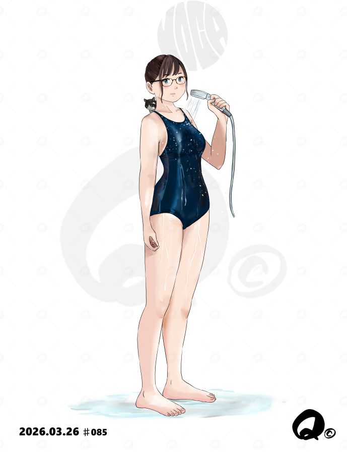 過去一上手く塗れた(濡れた)スク水見て～🚿💦 