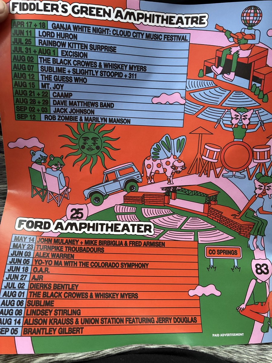 HumbertCrypto's tweet image. The 2026 Colorado Music scene this spring.

Who you watching?

#RedRocks #Colorado #Music #Concerts #Sublime #311 #RobZombie #DaveMathewsBand #OAR #PaulSimon #IceCube