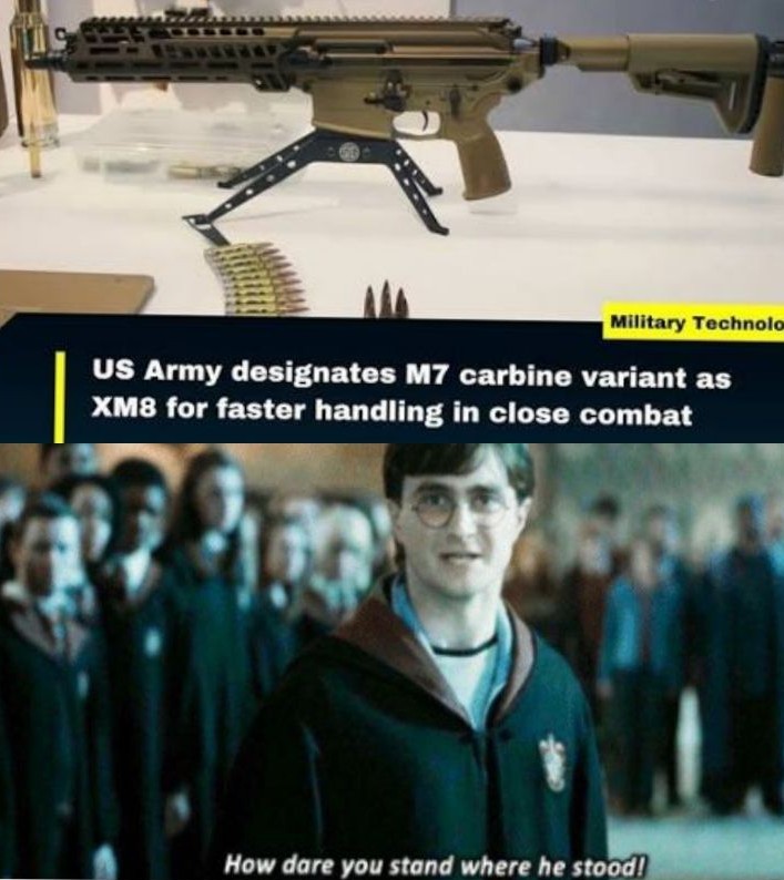 ClysmComics's tweet photo. Look
A dumb meme I dun made
Hi *waves like an idiot*
#gunmeme #gunmemes #xm7 #xm8 https://t.co/FhyC6tujy4