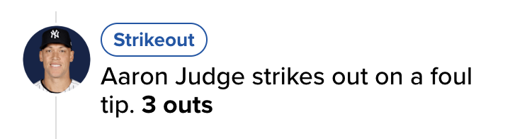 Hockey_Is_All's tweet image. Aaron Judge is going for the strikeout cycle #Outstanding #GirlYouKnockMeOut