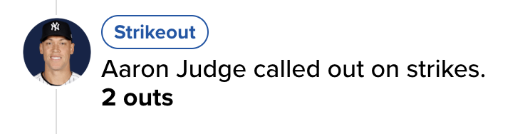 Hockey_Is_All's tweet image. Aaron Judge is going for the strikeout cycle #Outstanding #GirlYouKnockMeOut