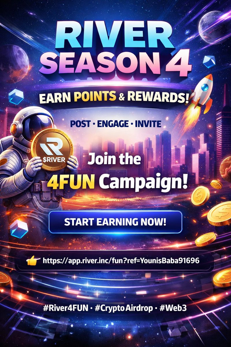 YounisBaba91696's tweet photo. River Tour Season 4 is LIVE!
Connect your X, post, and earn 💰
No investment needed. Just grind &amp; get rewards.
Start now 👇
https://t.co/RTgQqo9QXj⁠�
#River #Airdrop #Crypto #Web3 https://t.co/2w93FMCASv