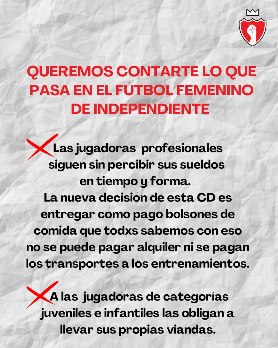 PionerasCai's tweet photo. Desde @PionerasCai venimos denunciando todos los abusos que esta CD hace al fútbol femenino. Se visibiliza un importante retroceso en las condiciones laborales y deportivas año tras año.

❌Ningún responsable se hace cargo. 
 
Exigimos respuestas, ellas también son #independiente https://t.co/T1kHjeJtYx