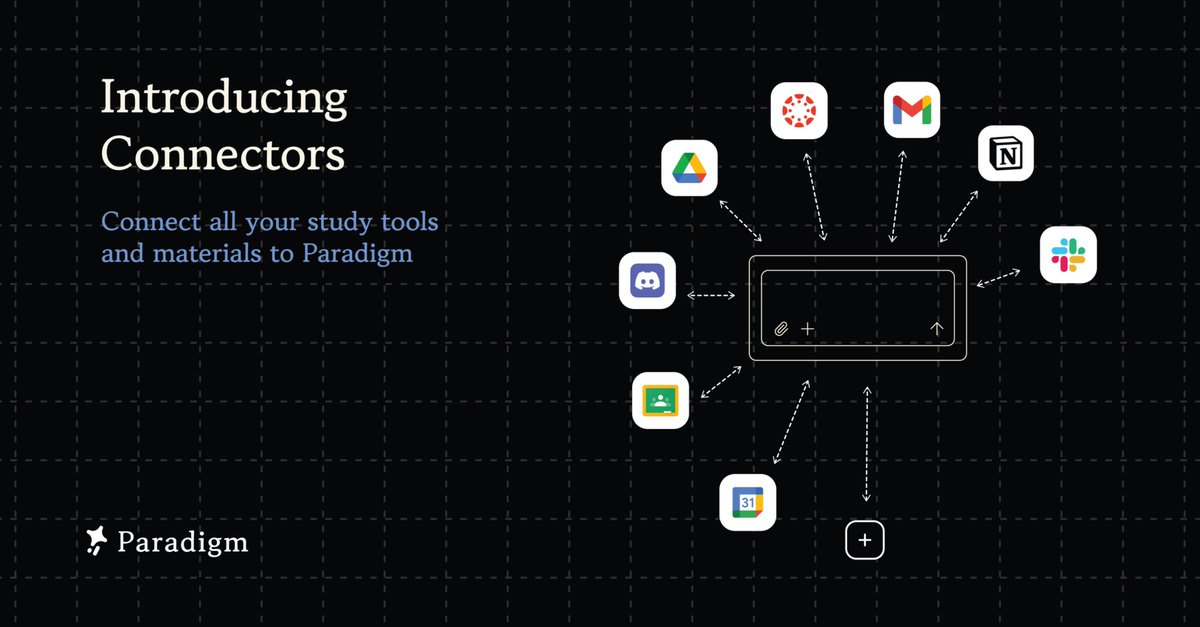 ParadigmStudy's tweet photo. Paradigm connects to all your study tools
Your learning partner meets you where your learning already lives… Canvas, Google Drive, Gmail, and more!
#ParadigmStudy https://t.co/lZk96WEU3K