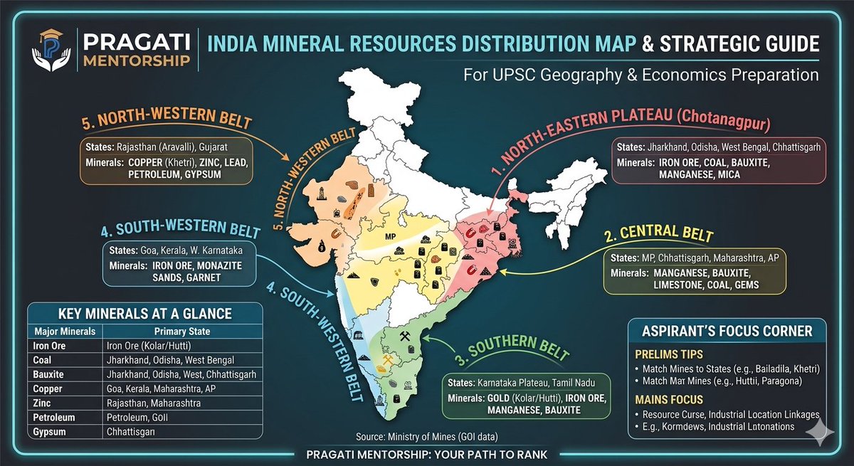 Pragatimentor's tweet image. Master Resources &amp;amp; Industry in 5 minutes ⚡
Highly compressed content for UPSC Prelims 2026.
Revise smart, not bulky.

#UPSC #Geography #Prelims2026 #RevisionSeries