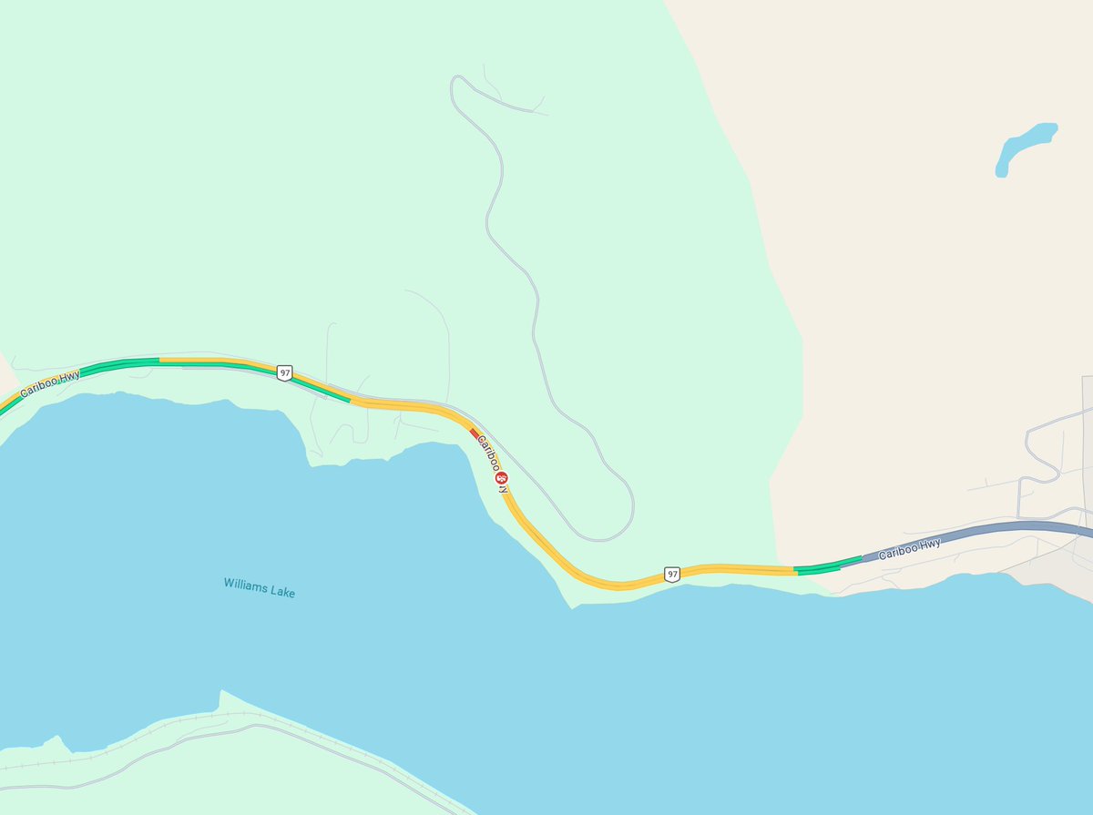 DriveBC's tweet photo. 📡#BCHwy97 - Reports of a vehicle incident near White Rd impacting both directions. Expect delays. #WilliamsLakeBC https://t.co/4fKd1kFLjC