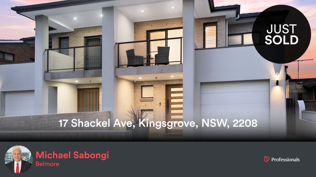 MichaelSabongi's tweet photo. 🛌 4 🛀 3 🚘 2
📍 17 Shackel Ave, Kingsgrove, NSW, 2208

My latest sale on RateMyAgent.
Real Estate Class 2 143496
https://t.co/MTKmzGEhj6

...
#ratemyagent #realestate #Professionals_Belmore https://t.co/0s0vRd6MQk