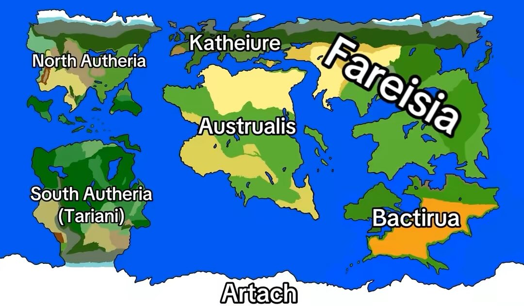 NewLworcutt's tweet image. Gods &amp;amp; Monsters: Primordial Wars - Mortir Map

North Autheria - North America
South Autheria - South America
Austrualis - Africa
Yatheiure - Europe
Fareisía - Asia
Bactira - Australia
Artach - Antarctica

#fictionalworld #worldmap #worldbuilding
#digitalart #art