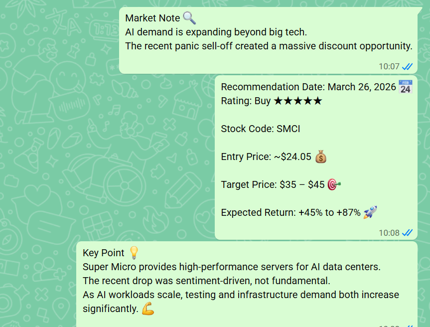 Today's recommendation: Super Micro Computer, Inc. ($SMCI) 📈
Target price: $35 – $45 🎯